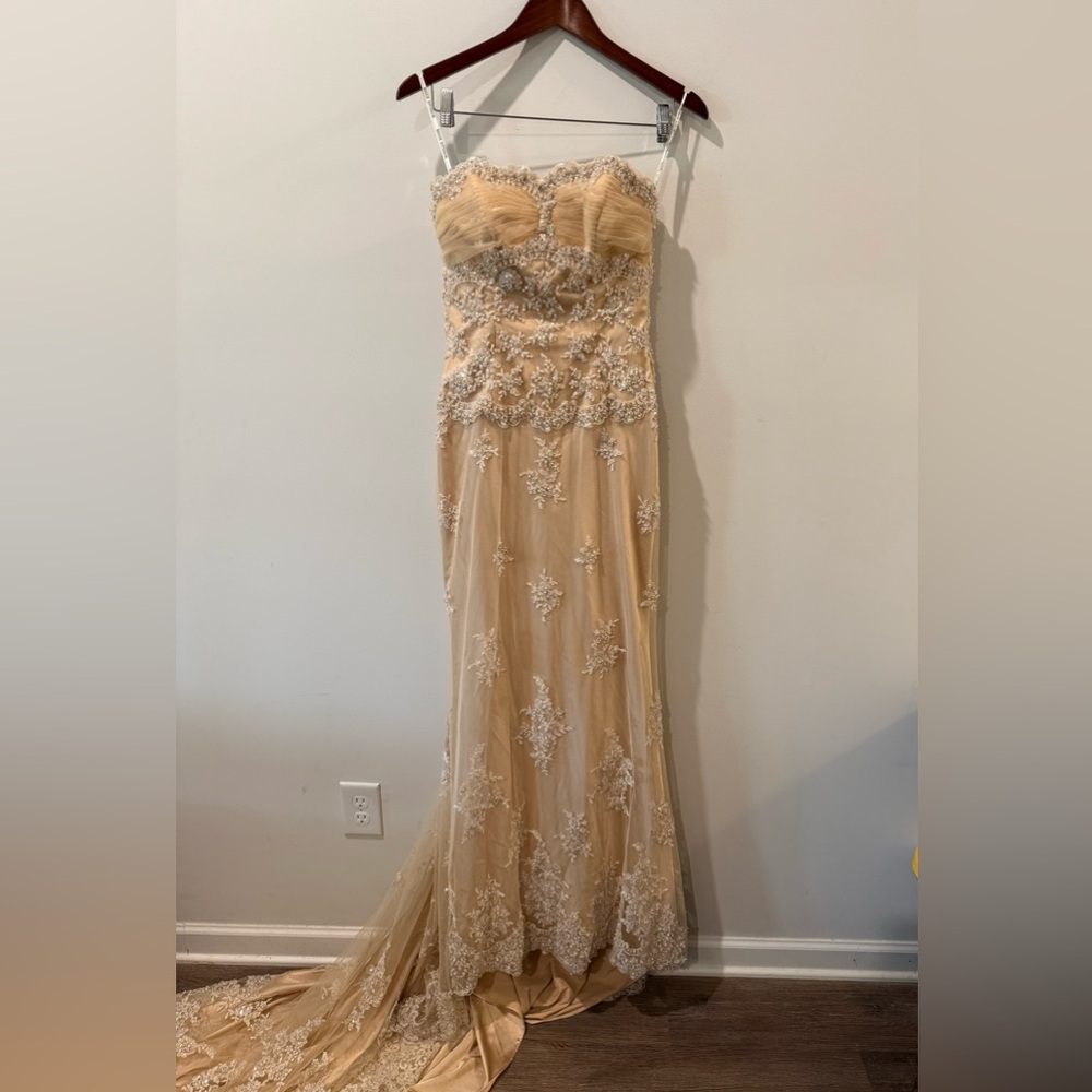 Maggie Sottero Imperial Gown in Gold Satin Size 8